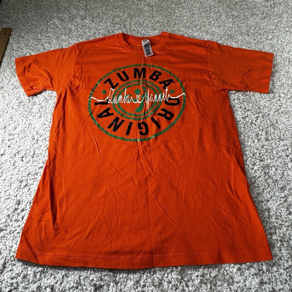 Zumba Original Latin Dance Fitness T-Shirt Orange Graphic Tee Adult Large